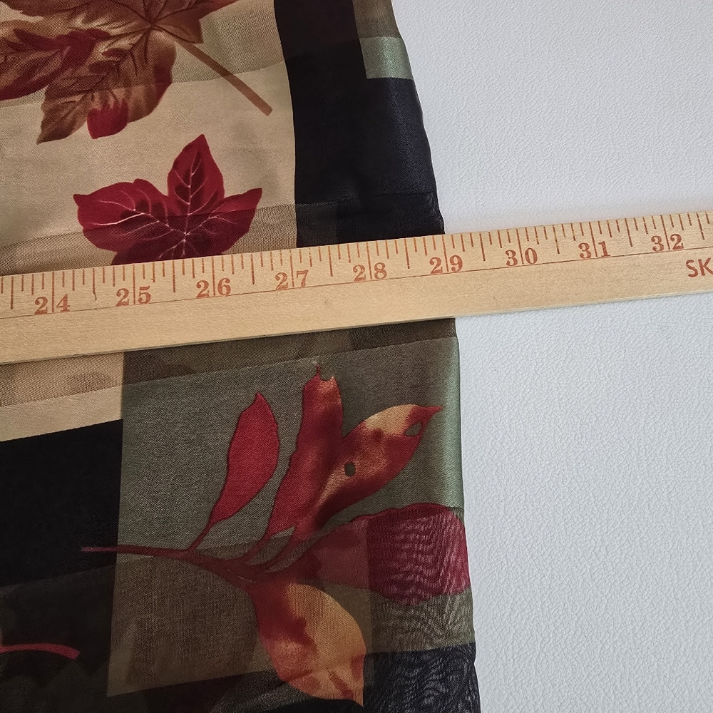 Fall Foliage Black Floral Scarf Autumn  Maple Leaves  Dark Romantic Sheer 13x29 - Picture 5 of 9
